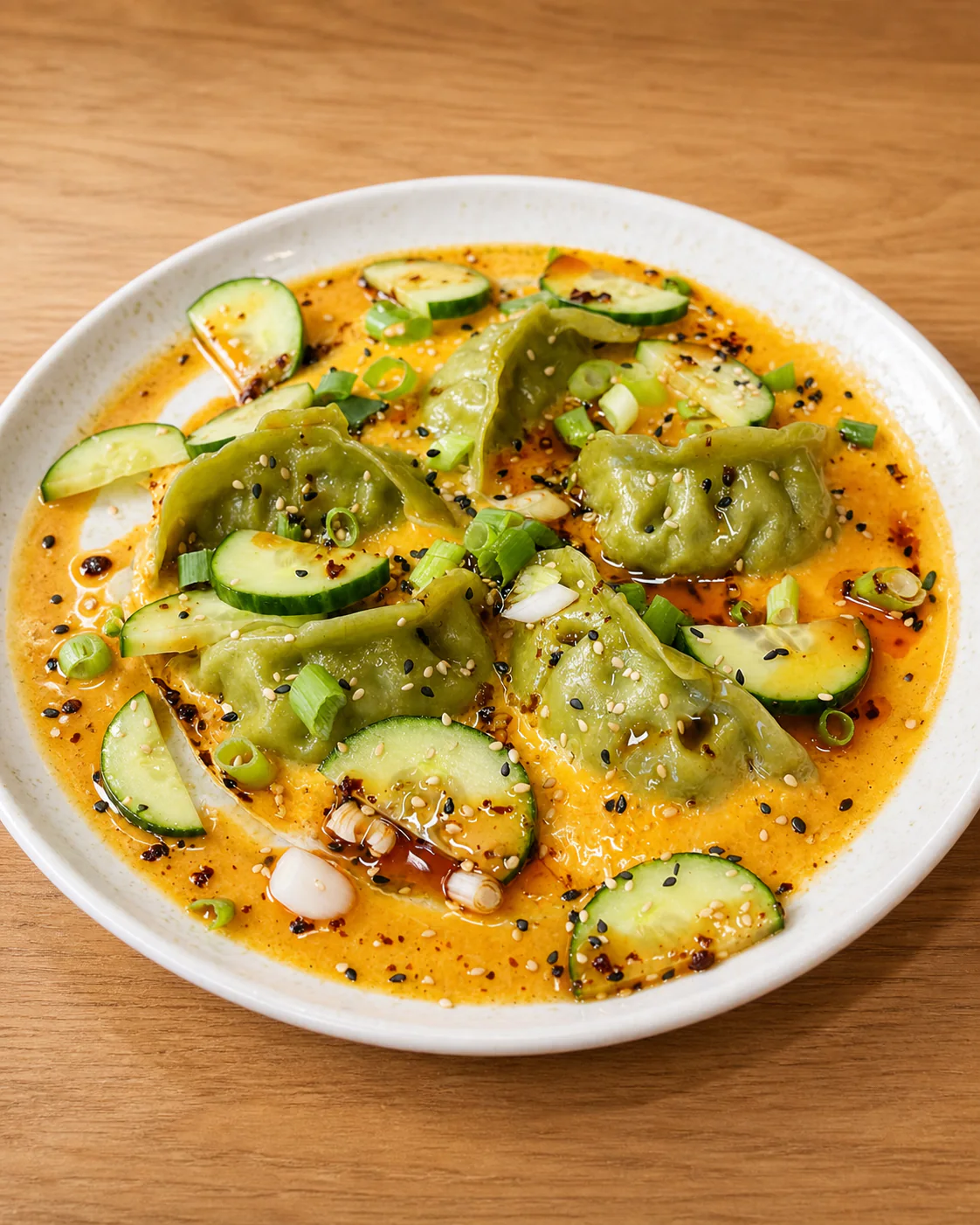 Fabrica's sesame vegetable dumplings in creamy chilli sauce